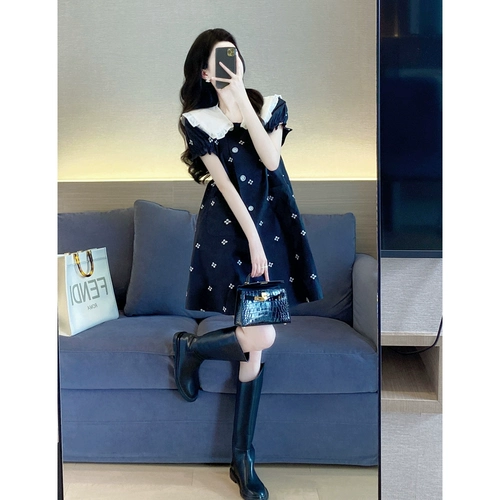 Кукла, летнее платье, милая юбка, кукольный воротник, в корейском стиле, французский стиль, свободный крой, А-силуэт