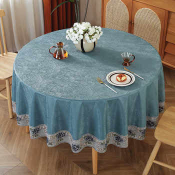 New chinese pu waterproof and oil-proof round table cloth New chinese pu waterproof and oil-proof round table cloth