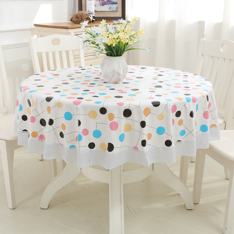 Large Round Table Table Cloth Hotel Plastic PVC Round Table Cloth Hotel Round Table Cloth Table Cloth Table Cloth Waterproof Oil Protection Free Wash