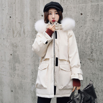 2022 new white duck down mid-length down jacket women