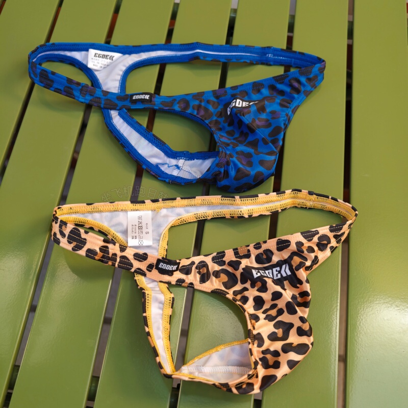 Japanese Egde 4096 Leopard Print Single Thong Men's Sexy Low-Rise Thong Underwear