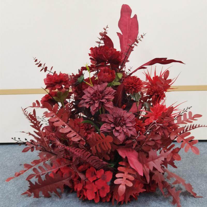 Wedding Celebration New Wedding Hall Emulation Floral T Tai Red Road Guide Floral Decoration Props Hanging Flowers Juan Flowers