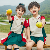 Primary school uniforms Summer children pure cotton class clothes College Wind short sleeves Sleeves Graduation Suit Kindergarten Garden Suit Summer Clothes