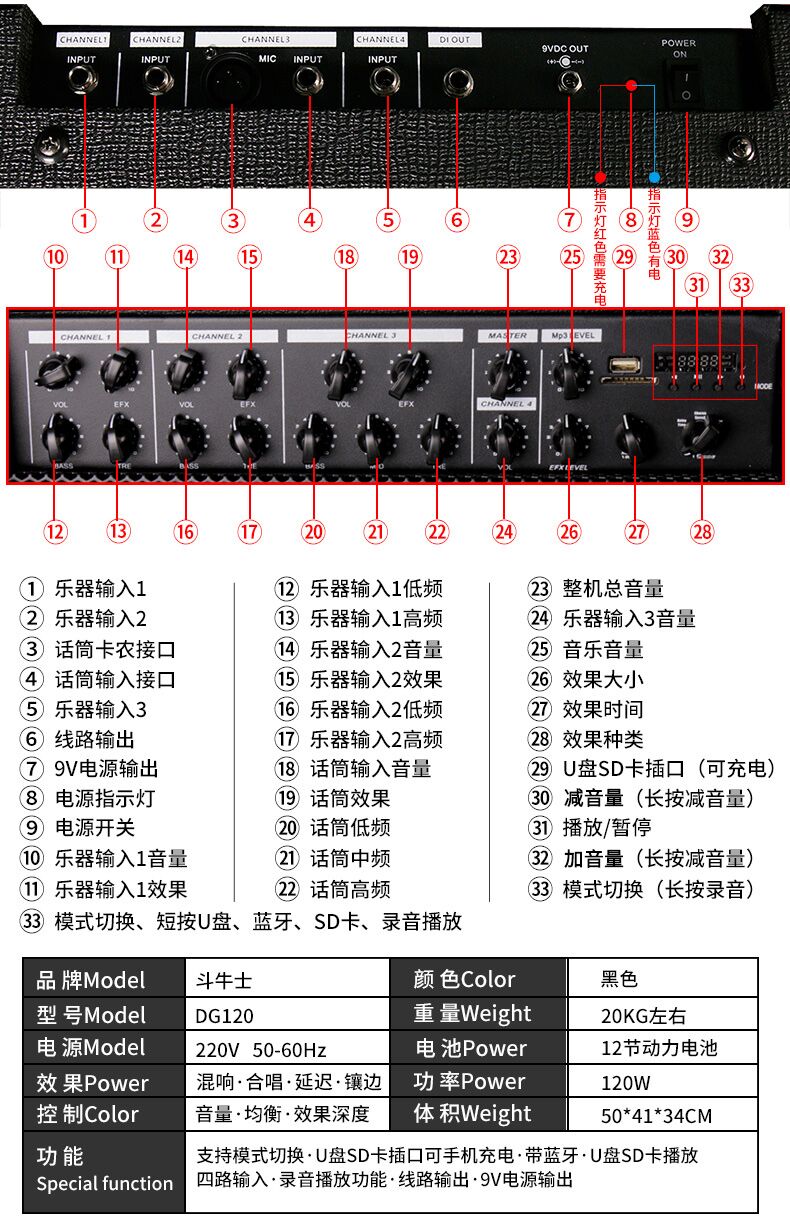 Matador 120W guitar loa acoustic guitar guitar ballad sạc ngoài trời ban nhạc đường phố âm thanh - Loa loa loa may tinh