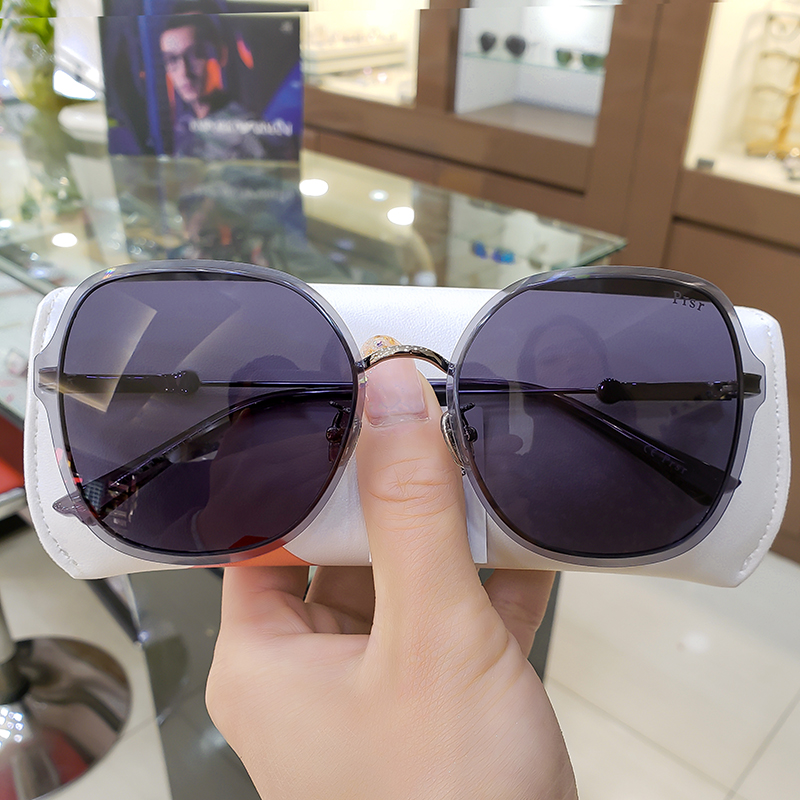 Pasa new retro big frame sunglasses female fashion grey purple round face sunglasses transparent frame glasses PS2020