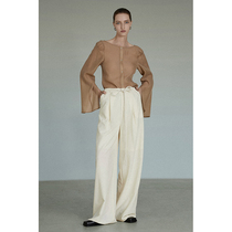 UNSPOKEN Rice Apricots Color West Dress Pants Woman 2022 Summer New Pituitary High Sense Casual Tugging Broadlegged Pants
