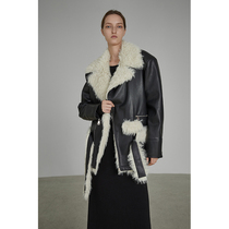 UNSPOKEN fur one coat women winter 2021 new black locomotive suit small man thick loose tide