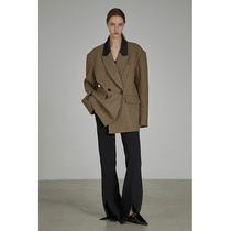 UNSPOKEN retro Ghouta suit jacket female autumn plaid outline design sensation Little crowdsuit jacket High level