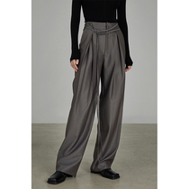 UNSPOKEN gray suit pants women Spring little boy pipe pants hanging high waist wide leg pants advanced sense mopping floor