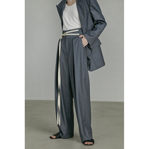 UNSPOKEN designer original womens 2021 summer new color color webbing loose straight high waist wide leg pants women