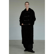 UNSPOKEN black buffalo horn buckle large coat female winter thickening in long style lamb wool coat advanced sense temperamental relaxation