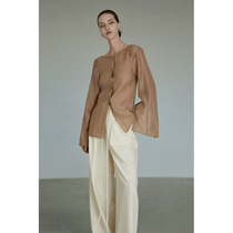 UNSPOKEN French style shirt female summer milk orange color design sensation little crowdblouse easy retro advanced sensational lining clothes