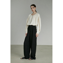 UNSPOKEN designer brand womens 2021 autumn casual round neck pullover thin bubble sleeve T-shirt top