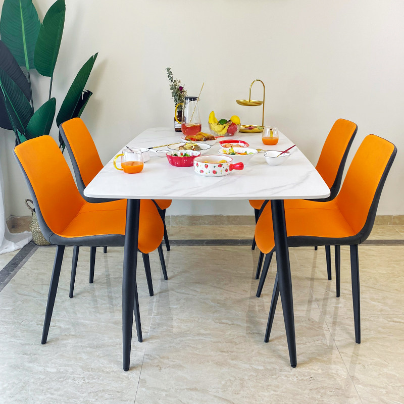 Nordic slate dining table and chair combination modern minimalist small apartment Italian light luxury rectangular marble home dining table