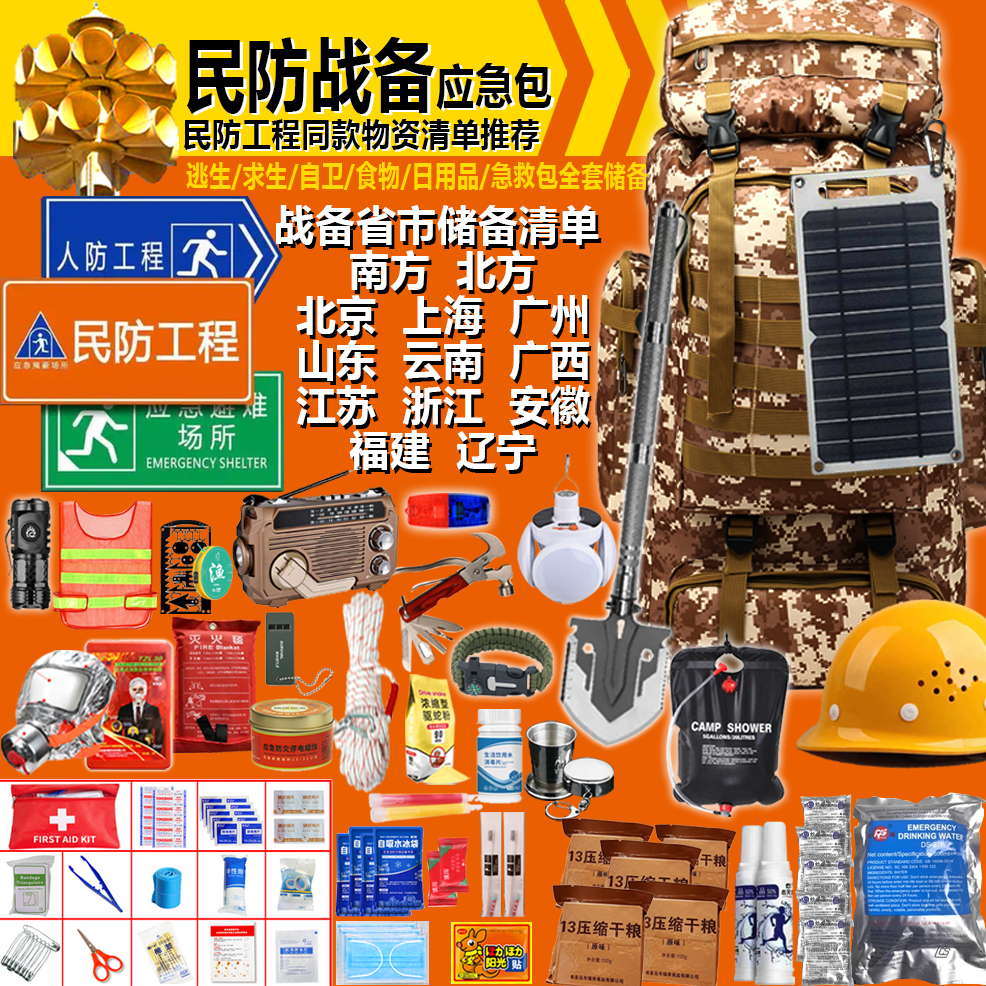 国家民間防衛緊急キット、戦争準備、省および市の民間防衛予備リスト、緊急救助シェルターキットのフルセット