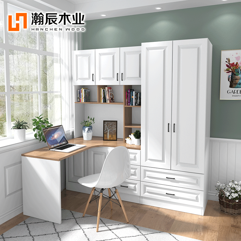 Small apartment type children's integrated desk with desk bookcase bookshelf with corner combination cabinet wardrobe one meter computer desk customization
