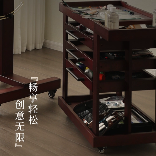 Профессиональная импортная деревянная художественная рабочая тележка из натурального дерева