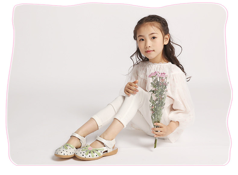 Sandales enfants en cuir de vache fendu SNOFFY Baotou creux pour été - semelle caoutchouc antidérapant - Ref 1053411 Image 23