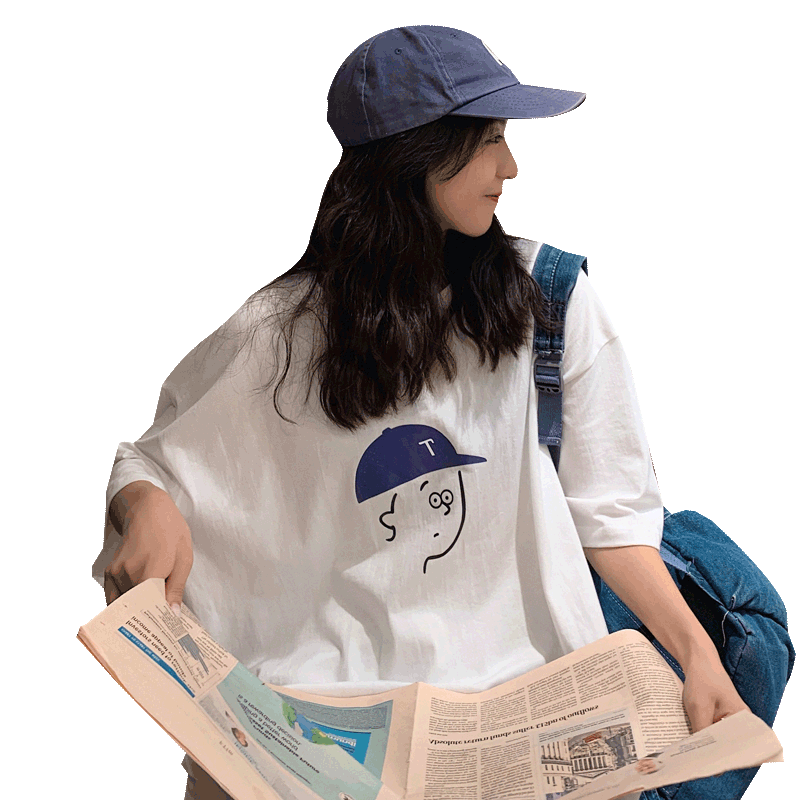 Hiphop pure cotton mm large size women's ins short-sleeved T-shirt