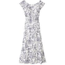 SNIDELHOME spring and summer retro printed V-neck small flying sleeves home dress SHCO232053
