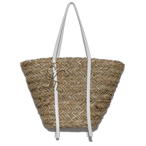 SNIDEL spring and summer fashion versatile metal logo straw shoulder handbag SWGB222661