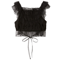 SNIDEL2024 new autumn product sweet square collar tulle ruffle suspender shirt top SWFB244136