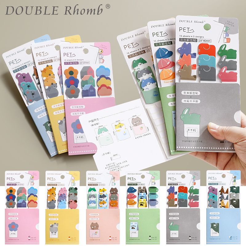 Cartoon-Shaped Pet Index Stickers, High-Quality Waterproof Document Labels, Writable, High-Viscosity, Creative and Fun Sticky Notes