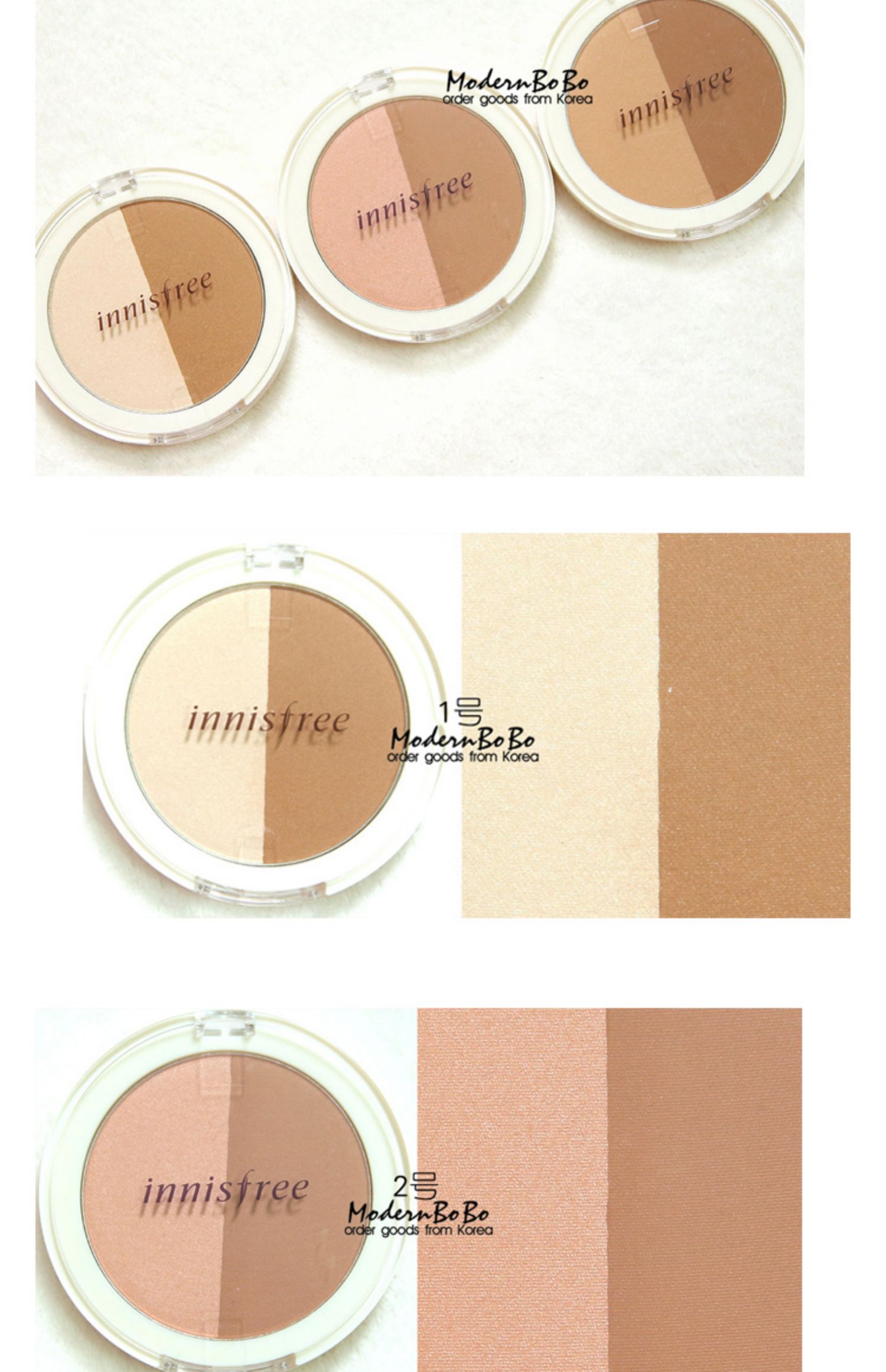 Bobo em gái Hàn Quốc innisfree Phong cách Hyatt 吟 thảo dược hai màu phấn bóng cao năng lực sửa chữa bột phấn phấn highlight