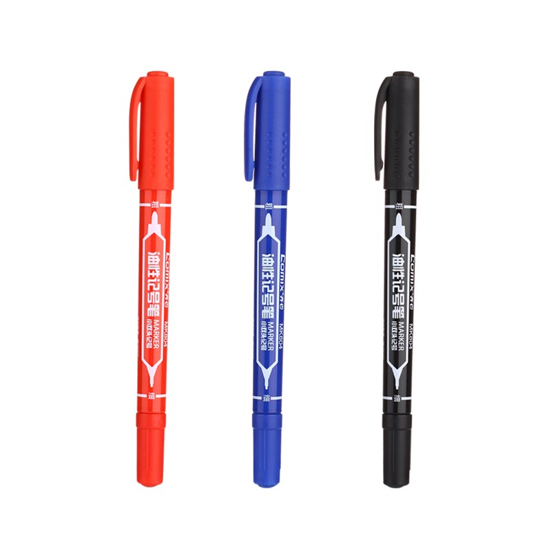 Comix Qi Heart Small Double Head Pen MK804 Oily Child Painting Hooking Pen Black Mark Pen Wholesale
