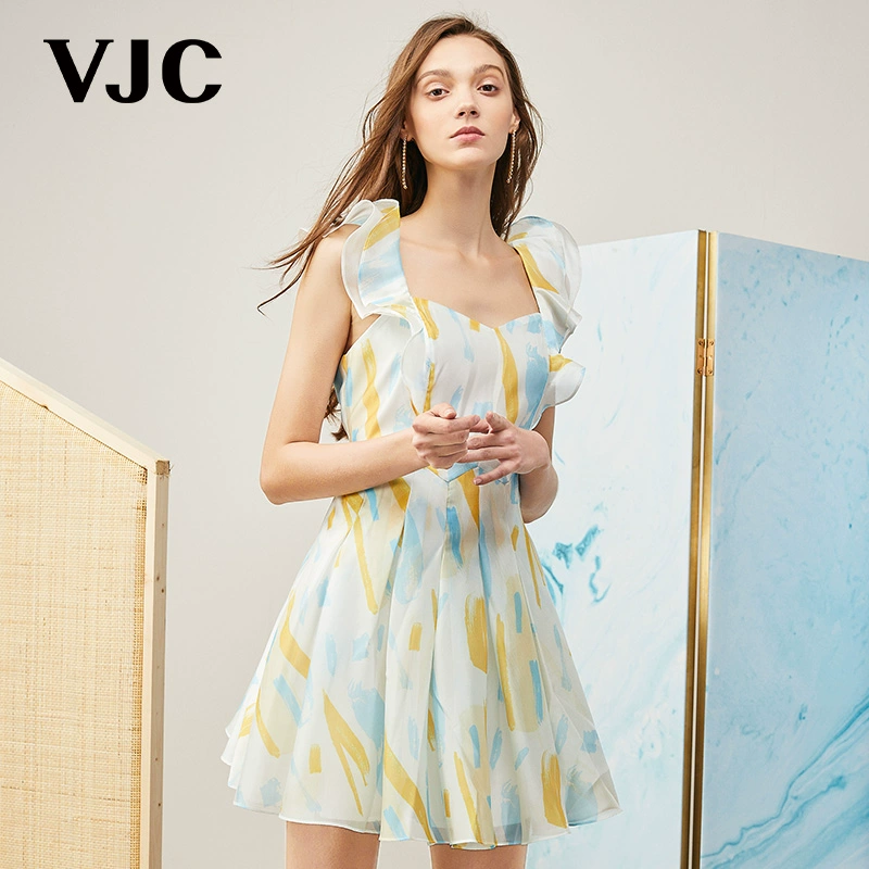 Quầy sản phẩm mới mùa hè dành cho phụ nữ của VJC / Weijiesi với dây ren lệch vai giống nhau Chiếc váy mỏng và thanh lịch dành cho phụ nữ - Sản phẩm HOT