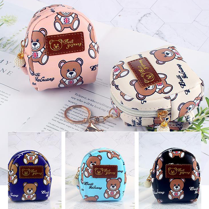 Coin Purse Girly Heart Cute Bear Barbie Doll's Small Backpack Keychain Pendant Hard Tassel Coin Purse