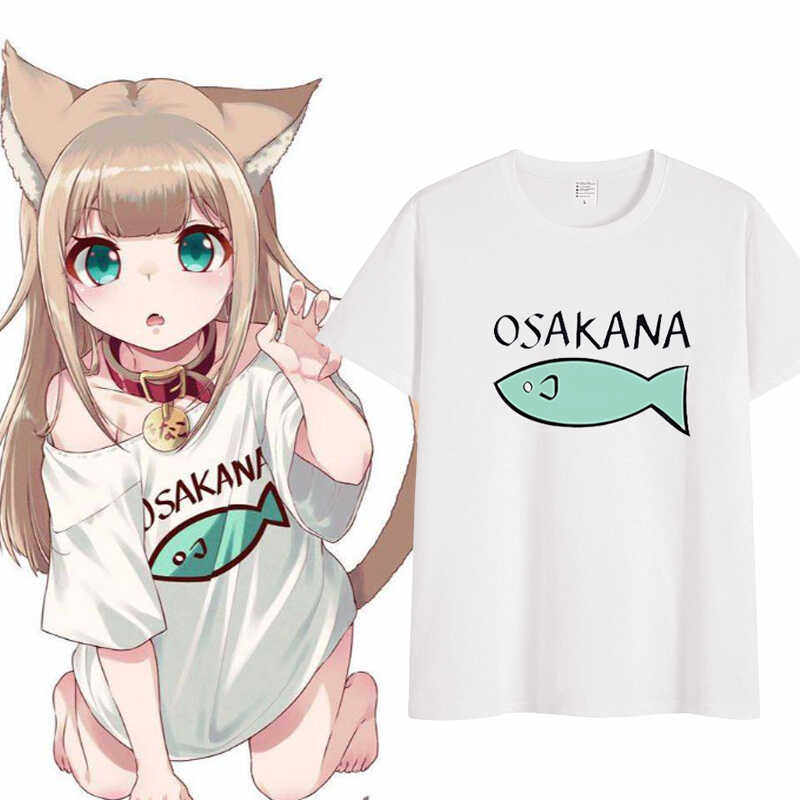 动漫二次元周边日系40原老师猫娘同款T恤黄豆粉周边OSAKQNA短袖棉