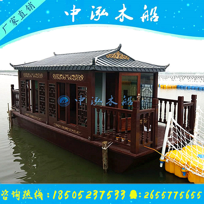 Wooden boat house boat house water catering hall antique sightseeing tour real wooded multifunctional guesthouse to stay for the people's boat boat