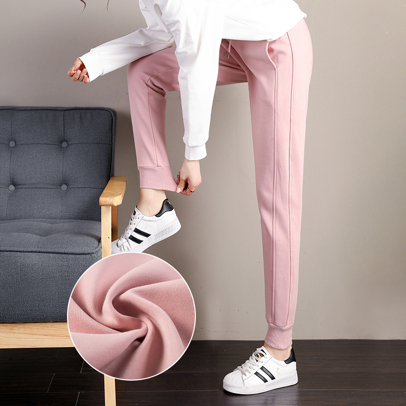 Pink Women's Loose Jogger Pants 2026 New Spring and Autumn Trendy Harem Pants Casual Fleece Sweatpants
