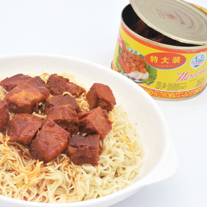 水仙花牌五香肉丁即食香辣豬肉罐頭餐飲裝港式茶餐廳風味380g