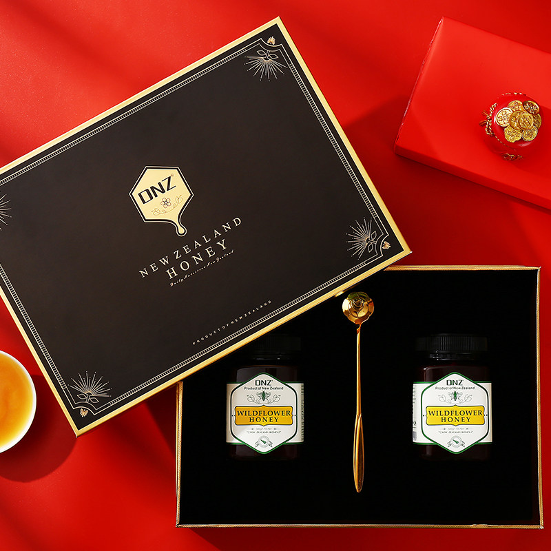 High-end nutrition honey gift box New Zealand imported wildflower honey natural honey two bottles of high-end gift box