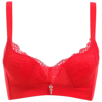 Silk ancient and modern life year big red underwear women bra no steel ring in the Cup sexy gathering to collect the auxiliary milk