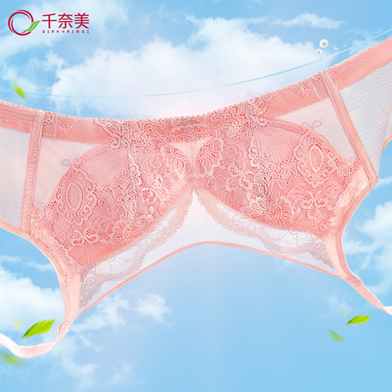 Lace ancient now anti-walking light-smeared-free steel ring No sponge bra gathers up fat mm sister large size slim-size ultra-thin cup lingerie