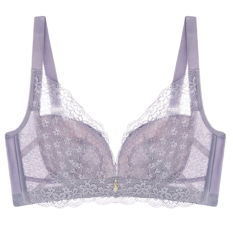 Silk and Sexy Lace Lace Large size ultra-thin underwear comfortable breathless steel-free ring sleep bra receives breast lactation