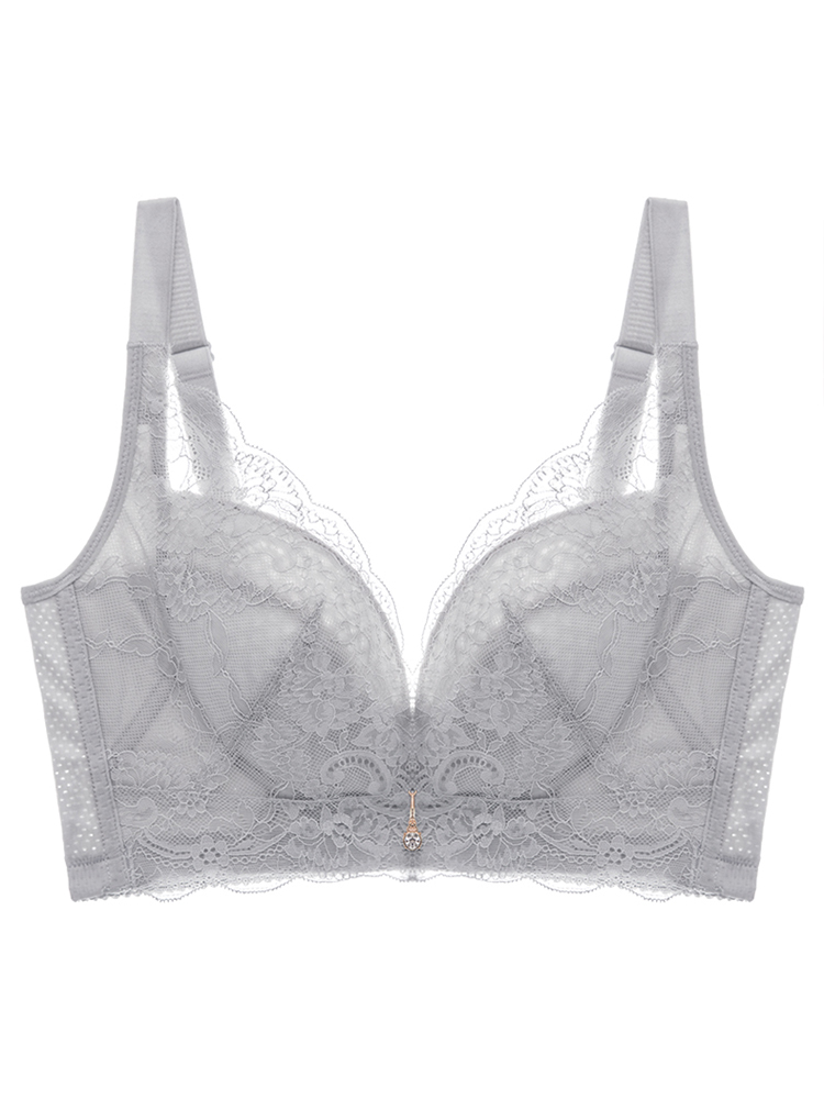 Lace Ancient This Prevention Salient Point Sexy Adjustment Type No Steel Ring Bra Ultrathin Undergarments Female Collection of the Breast Poly-Breast Poly