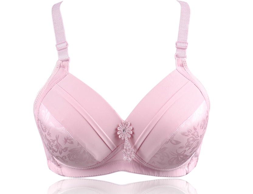 Middle-aged and elderly fat women's underwear breathable upper support side gather no trace thin section large size mommy no steel ring bra