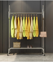 Clothing Store Show Rack Unembroidered Steel Cloister Stand Balcony Drying Hanging Hanger Light Lavish Shoes Bag Shelf Mobile Belt Wheel