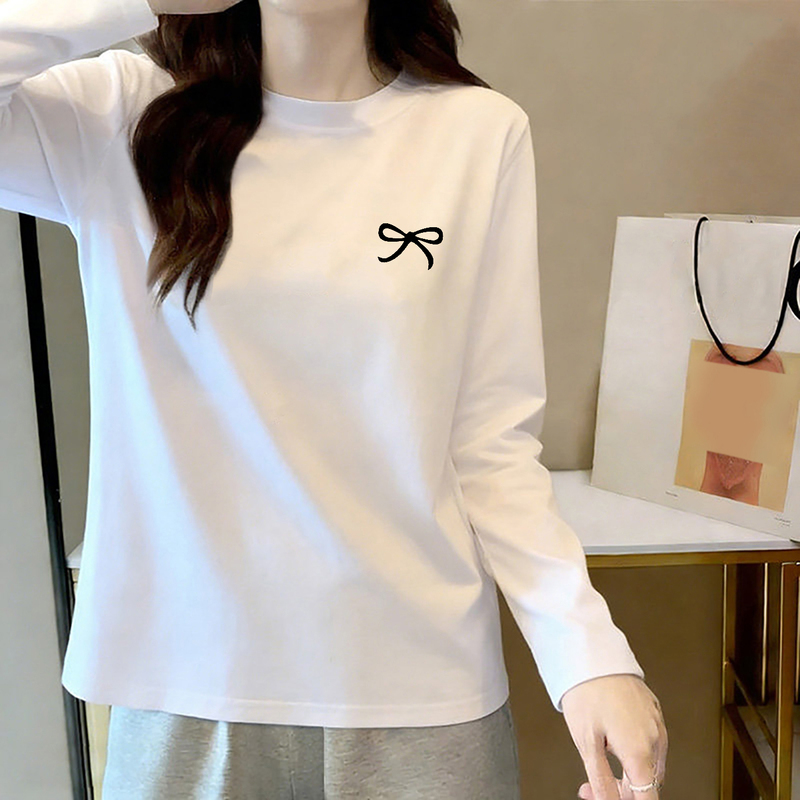 Early Autumn Cotton Long-Sleeve T-Shirt for Women, Base Layer Top, Spring and Autumn 2026 New Style, Solid Color Versatile Printed Top Early Autumn Cotton Long-Sleeve T-Shirt for Women, Base Layer Top, Spring and Autumn 2026 New Style, Solid Color Versatile Printed Top