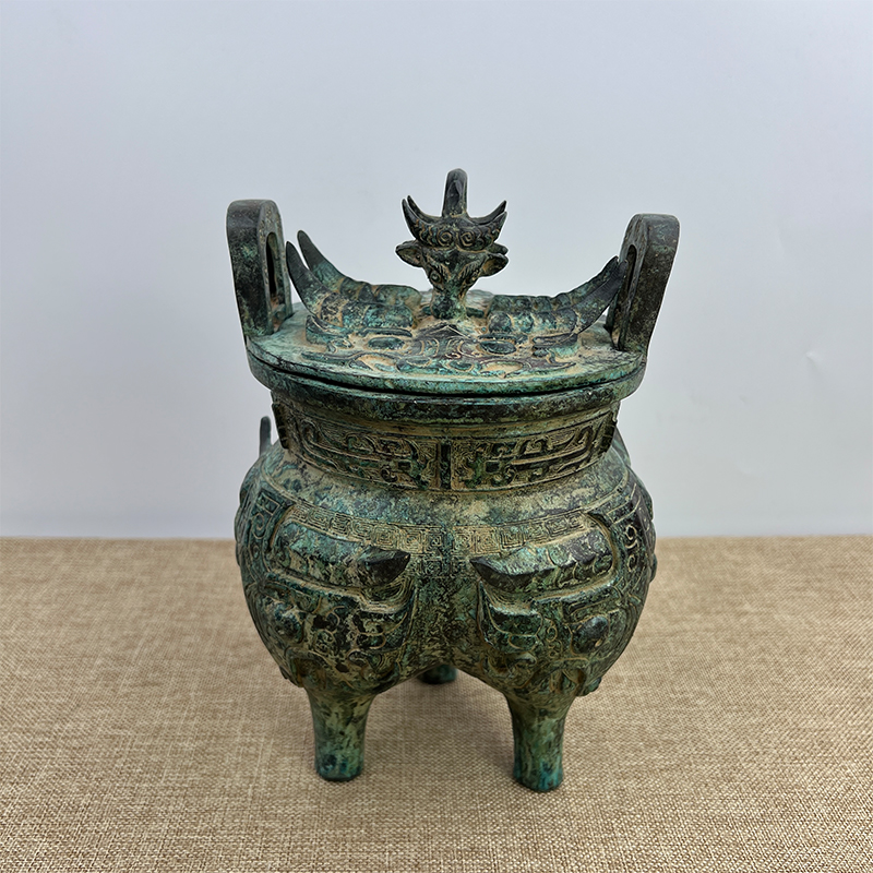 仿西周伯矩鬲】仿古青铜器牛头盖三足兽面鬲鼎古玩收藏品北京-淘宝网