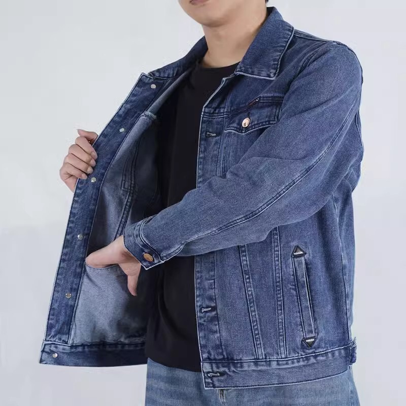 Men's Denim Jacket, Pure Cotton Coat, Welding Workwear, Protective Clothing, Lapel, Wear-Resistant, Dirt-Resistant Work Jacket