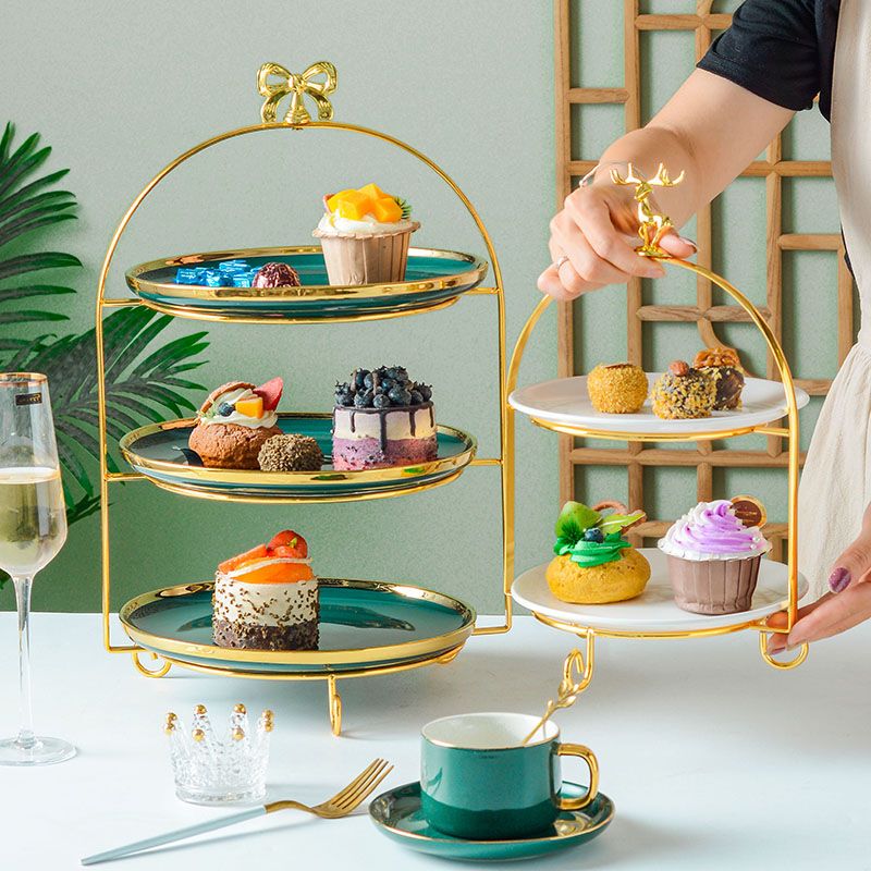 Nordic Style Light Luxury Afternoon Tea Cake Stand, Gold Double-Layer/Three-Layer Wedding Display Stand, Fruit Plate, Dessert Stand Nordic Style Light Luxury Afternoon Tea Cake Stand, Gold Double-Layer/Three-Layer Wedding Display Stand, Fruit Plate, Dessert Stand