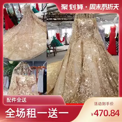 Rental Gaoding 2021 rental new bridal dress Starry Sky 2021 big tailing luxury palace style Senior wedding dress