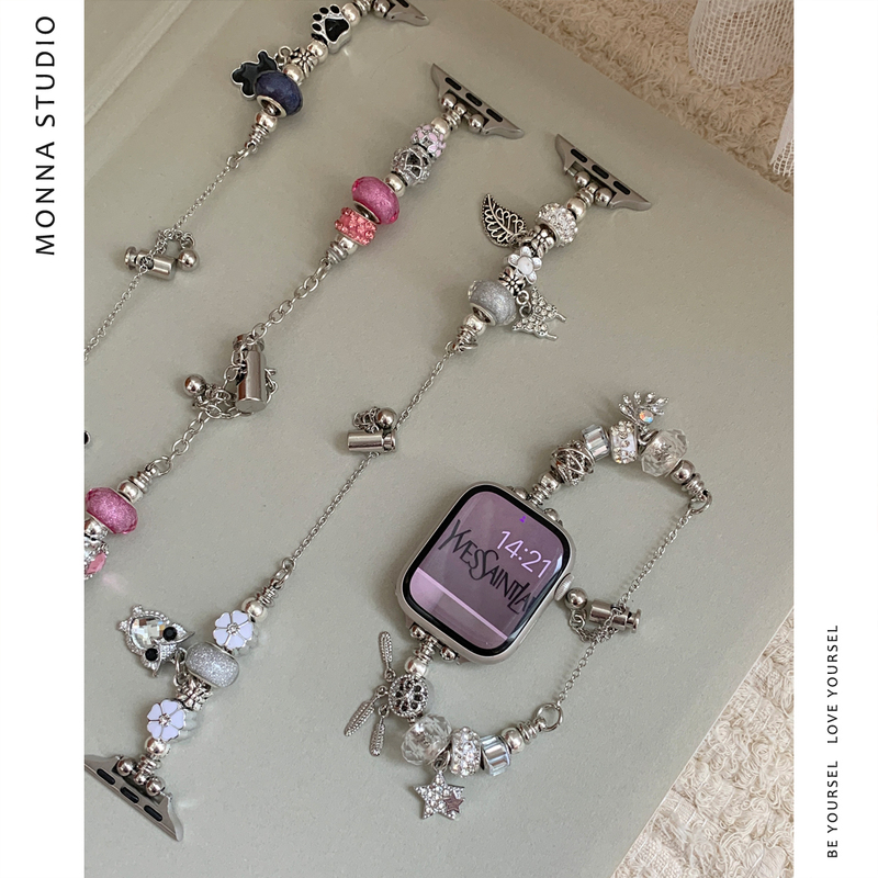 Monna Pandora Metal Bracelet Beads Are Suitable for Iwatch1098Se/11 Watch Straps, Thin Style, Sweet for Summer