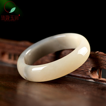 New Xinjiang Hetian jade lotus pink color plus tobacco gray bracelet carved jade bracelet ladies Jade jade bracelet