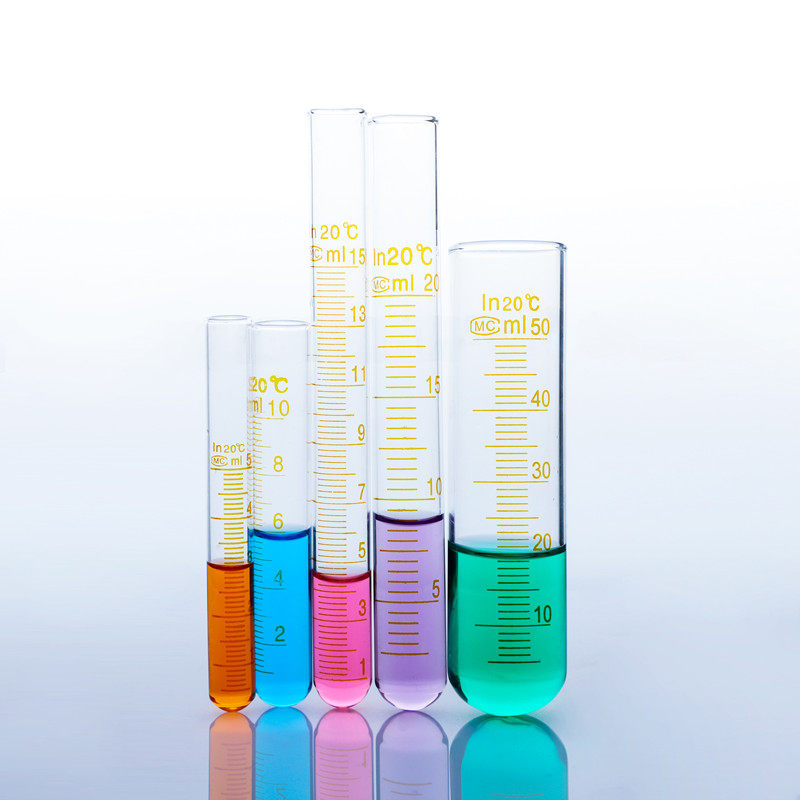 玻璃刻度试管10ml 25ml化学实验器材化学试管带刻度翻口圆底试管